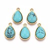 Synthetic Turquoise Teardrop Pendants STAS-N109-210C-G-1