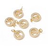 Rack Plating Brass Micro Pave Clear Cubic Zirconia Pendants ZIRC-C040-04G-4