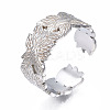 Non-Tarnish 304 Stainless Steel Leaf Wrap Open Cuff Ring LS-RJEW-T023-27P-3