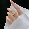 Brass Micro Pave Clear Cubic Zirconia Cuff Open Rings for Women FS-WG32C5D-02-2
