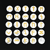 Brass Elder Futhark Alphabet Engraved Symbol Flat Round Natural Howlite Rune Stones G-I373-01F-1