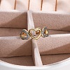 Brass Micro Pave Clear Cubic Zirconia Cuff Finger Rings for Women RJEW-C116-09G-1