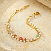 Gemstone Chip with Plastic Pearl Multi-strand Bracelets for Women BJEW-G739-01G-3