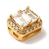 Rack Plating Brass Micro Pave Clear Cubic Zirconia Rectangle Multi-Strand Links KK-A229-24G-2