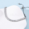 304 Stainless Steel with Clear Cubic Zirconia Link Chain Bracelets BJEW-G754-03P-02-3