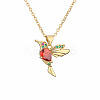 Brass Pave Cubic Zirconia Little Bird Pendant Necklaces FS-WG89328-02-2
