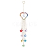 Wire Wrapped Natural Gemstone Heart Pendant Decorations HJEW-JM01038-2