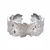 Non-Tarnish 304 Stainless Steel Leaf Wrap Open Cuff Ring RJEW-T023-27P-1