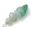 Gradient Color Natural Green Aventurine & Natural Prehnite & Natural Malachite Chip Beaded Pendants PALLOY-JF02791-05-5