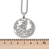 Ring with Cat Shape Pattern 201 Stainless Steel Pendant Necklaces for Men Women NJEW-K283-13P-3