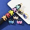 Brass Enamel Adjustable Cuff Rings for Women RJEW-G357-01K-1
