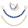 2Pcs 2 Styles 14mm Blue Round Resin Imitation Gemstone Beaded Bag Decorative Chains & Iron Curb Chain Short Bag Straps Sets PURS-AR0001-05-1