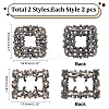 4Pcs 2 Styles Square/Rectangle Alloy Rhinestone Detachable Shoe Buckle Clips AJEW-WR0002-31B-2