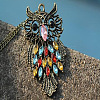 Owl Alloy Colorful Rhinestone Pendant Long Necklaces FS-WGE0302-01-2