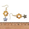 Star Natural Amber & Abalone Shell/Paua Shell Dangle Earrings EJEW-JE07358-01-5