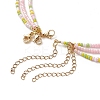 3Pcs 3 Style Shell Pearl & Polymer Clay Flower & Glass Seed Beaded Necklaces Set NJEW-JN04125-3