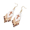Glass Seed Beads Dangle Earrings EJEW-MZ00737-03-4
