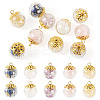 10 Pcs Natural Citrine & Amethyst & Rose Quartz & White Jade & Lapis Lazuli Pendants PALLOY-TA00205-1