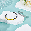 4Pcs 2 Colors C-Shaped 201 Stainless Steel Grooved Cuff Bangles STAS-UN0065-25B-4