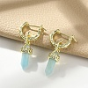 Natural Flower Amazonite Hoop Earrings EJEW-P306-01G-11-1