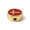 Real 18K Gold Plated Brass Enamel Beads LS-KK-F814-04G-04-3
