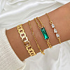 4Pcs 4 Styles Alloy Chain Bracelet & Bangle Set for Women WG6073F-04-1