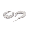 Non-Tarnish 304 Stainless Steel Wheat Ring Thick Hoop Earrings for Women LS-EJEW-B018-08P-2