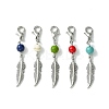 30Pcs 5 Colors Alloy Feather Pendant Decorations HJEW-JM01379-30B-1