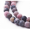 Frosted Natural Rhodonite Round Bead Strands G-E487-12-8mm-2