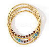 4Pcs Luxury Natural Garnet Round Beads & Moonstone & Lapis Lazuli & Malaysia Jade & Glass & Cubic Zirconia & Purple  Garnet & Red Garnet & Glass Seed Beads Stretch Bracelet Set for Women AP3962-3-1