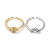 2Pcs 2 Style Cubic Zirconia Open Cuff Rings Set LS-RJEW-B050-01-2