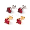 6 Pairs Cubic Zirconia Flat Round Stud Earrings EJEW-G291-04B-M-2