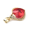 Real 18K Gold Plated Rack Plating Brass Micro Pave Clear Cubic Zirconia Pendants KK-C015-16G-07-2