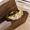 Brass Micro Pave Clear Cubic Zirconia Cuff Rings for Women RJEW-Q009-04G-4