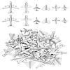 60Pcs 6 Styles Tibetan Style Zinc Alloy Passenger Airplane Pendants FIND-LP0001-94-1