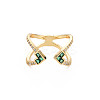 Criss Cross Clear Cubic Zirconia Cuff Ring RJEW-T016-36G-01-1