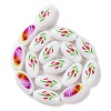Printing Glass Oval Beads for Necklaces Bracelets Making GLAA-B020-01A-12-3