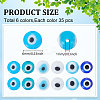 210Pcs 6 Colors Handmade Evil Eye Lampwork Beads LAMP-WR0001-03-2