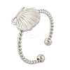 Shell 304 Stainless Steel Open Cuff Rings for Women LS-RJEW-G338-09P-4