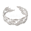 Fish 304 Stainless Steel Cuff Bangles for Women BJEW-A155-02P-4