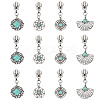 16Pcs 4 Styles Alloy with Synthetic Turquoise Zipper Pulls HJEW-TAC0098-1