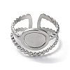 Non-Tarnish 304 Stainless Steel Open Cuff Ring Components STAS-M323-58P-2