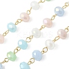 Handmade Electroplate Glass Faceted Rondelle Beaded Chains AJEW-SZ0002-41B-1