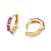 Cubic Zirconia Rectangle Hoop Earrings EJEW-C028-24G-03-2