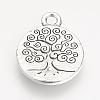 Tibetan Style Alloy Flat Round with Tree of Life Pendants X-TIBEP-Q043-314-RS-2
