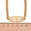 304 Stainless Steel Crystal Rhinestone Rectangle with Heart Pendant Necklaces for Women NJEW-D340-01G-5
