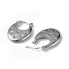 Non-Tarnish 304 Stainless Steel Round Textured Teardrop Thick Hoop Earrings for Women EJEW-I284-19P-2