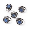 Flower Natural Kyanite Adjustable Rings RJEW-E067-08AS-02-1