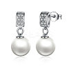 Anti-Tarnish Rhodium Plated 925 Sterling Silver Cubic Zirconia Stud Earrings EJEW-FF0002-12-1