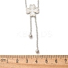 304 Stainless Steel Shell Pearl Clover Pendant Double Layered Necklaces for Women NJEW-U036-01P-5